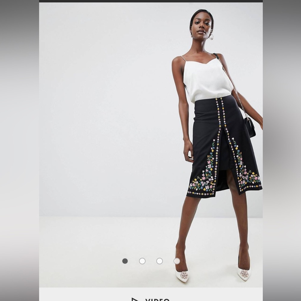 Ted Baker London Embroidered a-line skirt